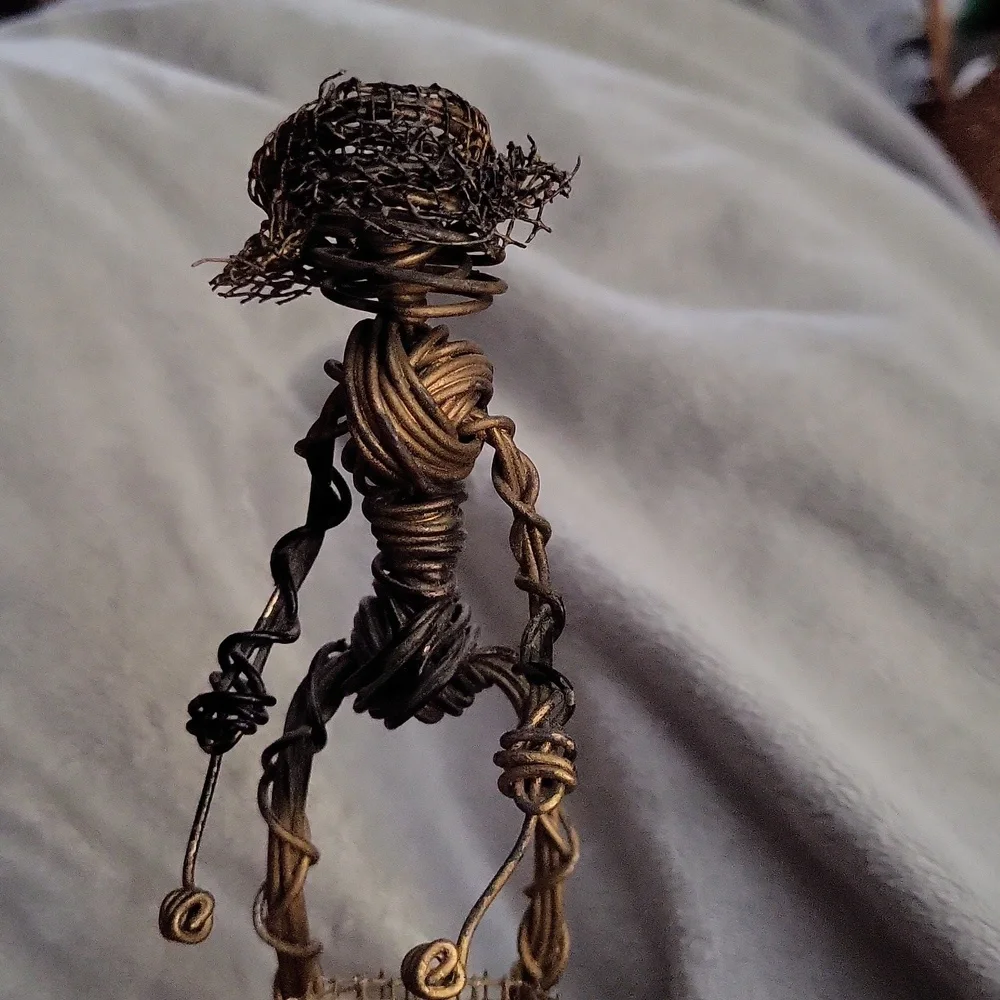 BRUTALIST Metal Wire Sculpture Figure drummer
